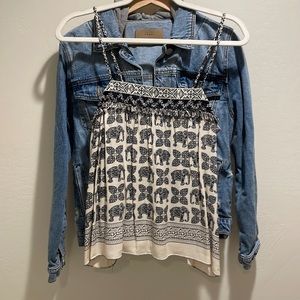 Black & Cream patterned Cami - S